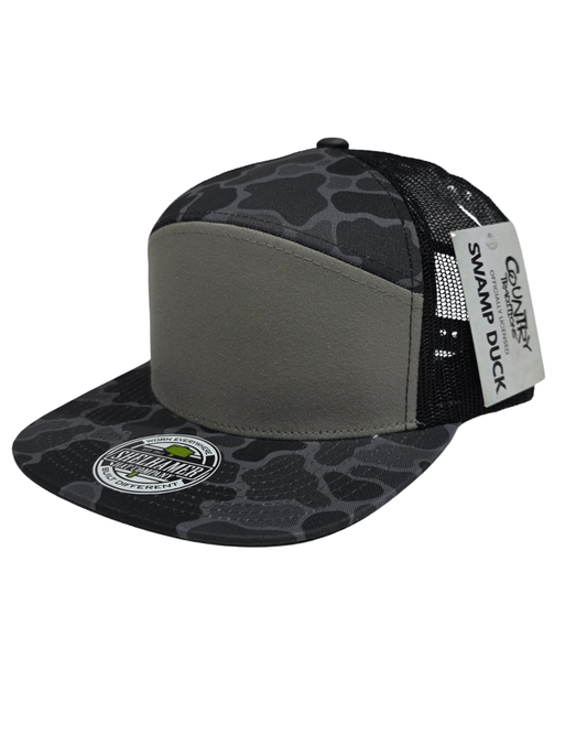 Swamp Duck Smoke Camo & Black 7-Panel Classic