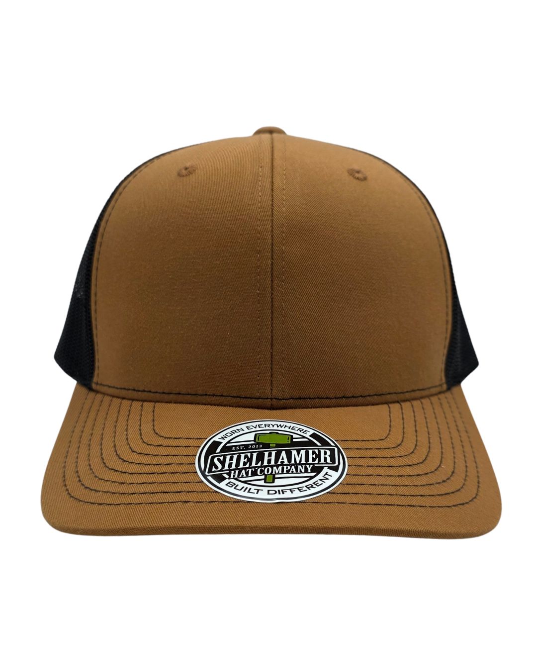 Caramel & Black Classic snapback | premium blank hat by SHC for embroidery shops, patch makers, and outdoor brands.